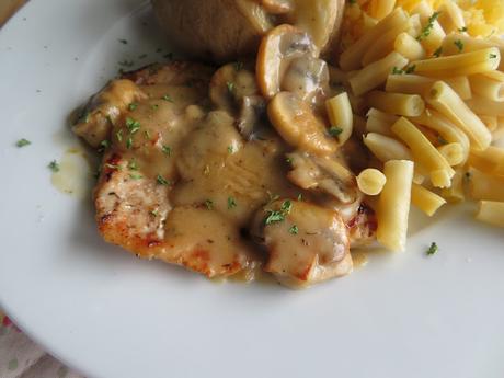 pork steak with mushroom gravy