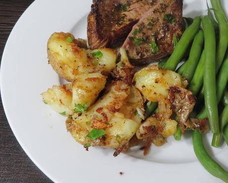 Broken Potatoes with Garlic Butter & Soy Sauce