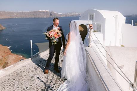 Santorini elopement at Chelidonia suites