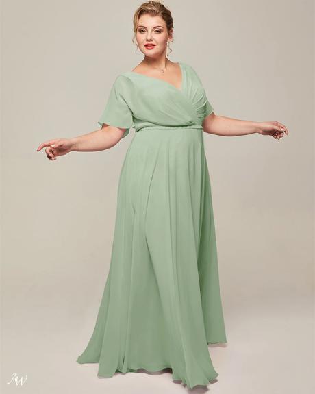 aw bridal dresses green simple long for plus size