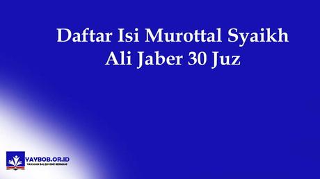 Daftar Isi Murottal Syaikh Ali Jaber 30 Juz