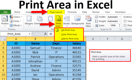 Print Area in Excel/How to Change the Print Area in Excel Print Area in Excel