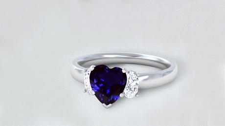 blue sapphire heart ring