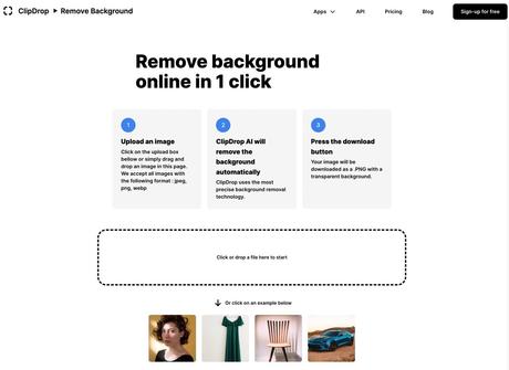 ClipDrop Remove Background is a free tool to remove the background of pictures with one click, uploading automatically removes the background without manual editing