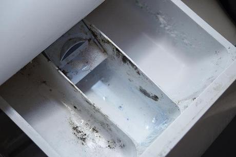 Drawer of a dirty washing machine