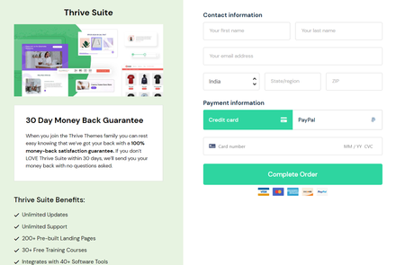 thrive themes checkout