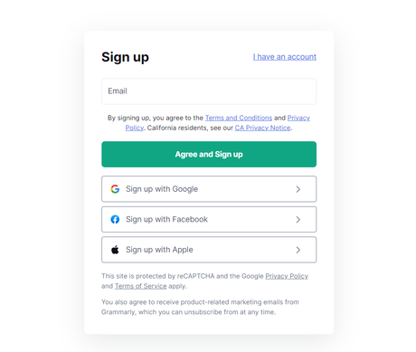 grammarly sign up