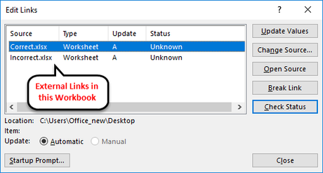 External Links in Excel,