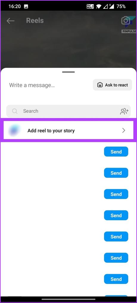 Select the ‘Add Reel to your story’ option