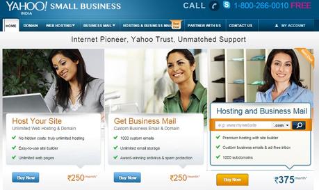 Yahoo hosting review homepage