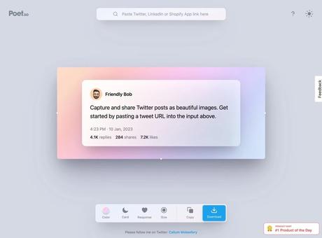 Poetso makes beautiful screenshots for Twitter tweets, making it easier to share content