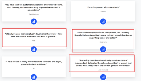 Learndash testimonials facebook Learndash latest version learndash pricing