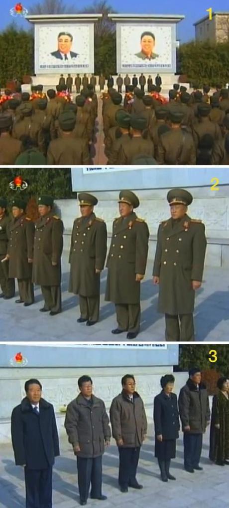 3rd Anniversary of Yo’np’yo’ng Island Artillery Incident View of participants at the 23 November 2013 anniversary meeting (1) and senior commander of the IV Army Corps (2) and provincial and country officials (3) attending the meeting (Photos: KCTV screengrabs).