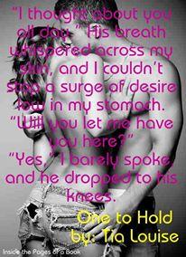 ONE TO HOLD BY TIA LOUISE BOOK TEASER 18 + ONLY!!!!