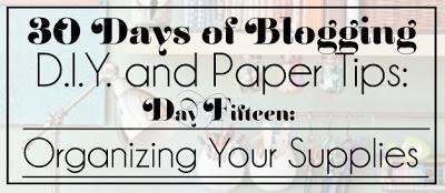 30 Days of Blogging (D.I.Y. and Paper Tips) Day Fifteen: Organizing Supplies
