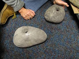 Reef net weights, carved from the rocks of Cherry Point. Credit: Ashley Ahearn