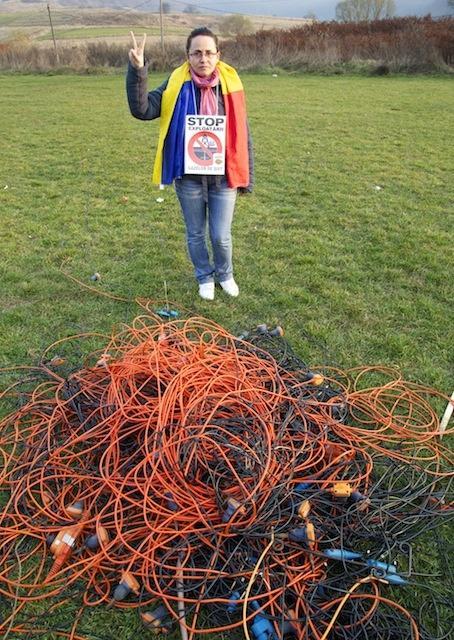 a mile of cables accululate on the village football pitch