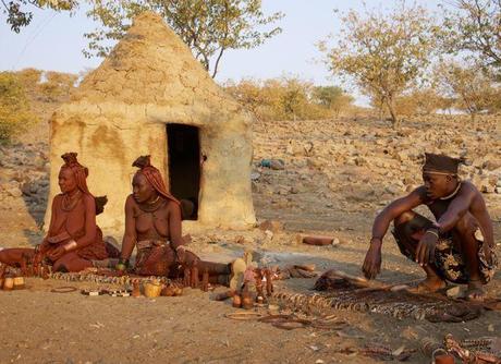 The Himbas selling their handicrafts at the end of  our tour.