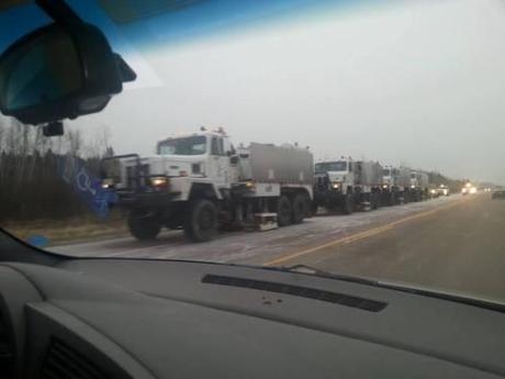 SWN “thumper trucks” on Highway 11, Nov 26, 2013.