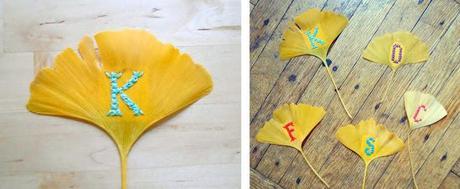 Embroidered Leaf Initial Place Cards