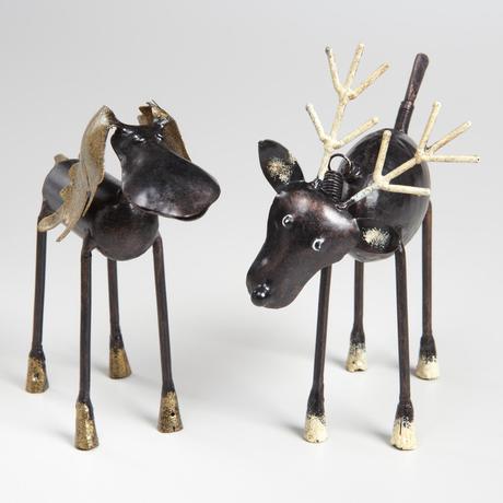 Moose and Reindeer Christmas Figures, Set of 2