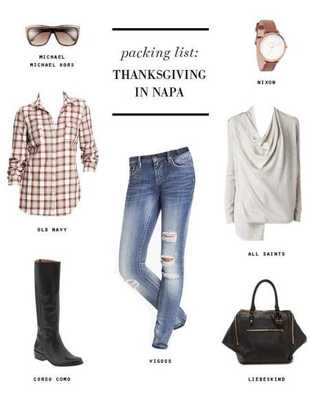 PACKING LIST Thanksgiving in Napa