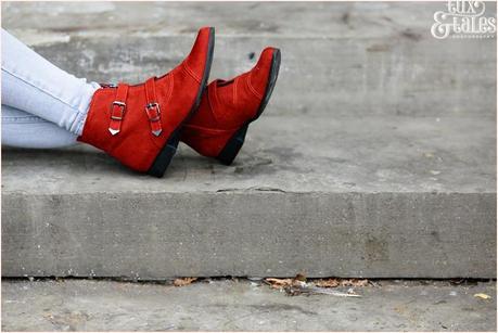 Red leather boots york