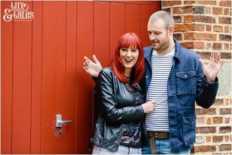 York engagement shoot with redhead inLeather jacket