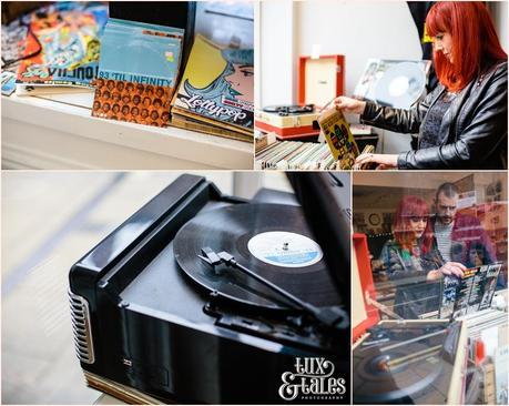 Record shop engagement shoot in York