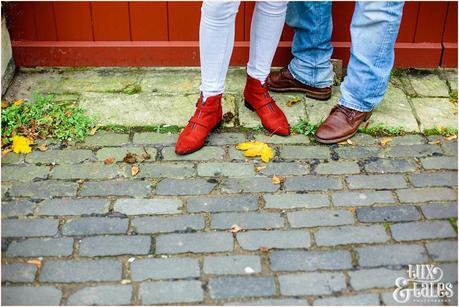 Red elather boots engagement shoot in York