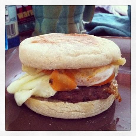 Breakfast by C-Hopp (@farmbrookdesign). Sourdough English muffin...