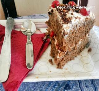 Black forest cake(Schwarzwälder Kirschtorte)(Eggless and alcohol free)