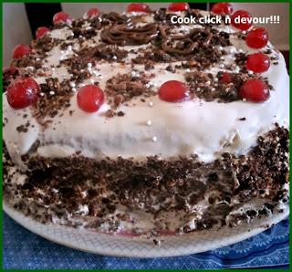 Black forest cake(Schwarzwälder Kirschtorte)(Eggless and alcohol free)