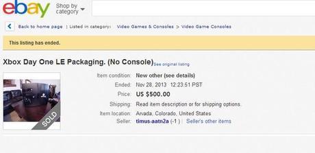 Apparently Empty Xbox One Boxes Worth More Than the Console ebay-xbox
