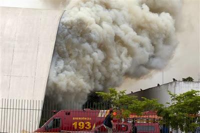 fire in Simon Bolivar auditorium in Brazil...