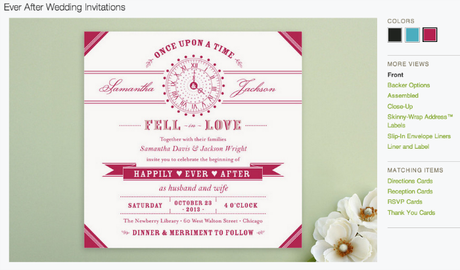 Screenshot of the Ever After Wedding Invitation on Minted.com