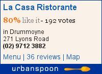 La Casa Ristorante on Urbanspoon