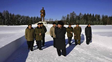 Kim Jong tours the Samjiyo'n Revolutionary Battle Site (Photo: Rodong Sinmun).