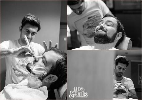 Groom getting wet shave York Cube hairdressers