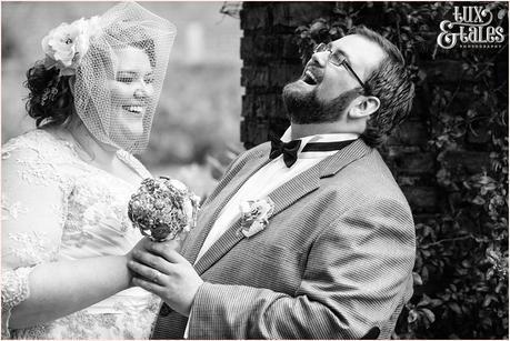 Bride and groom laughing at Grays court wedding