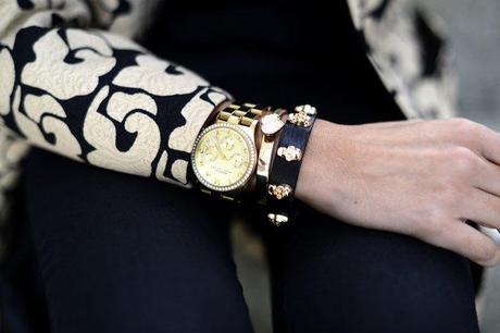 Gold Skulls Leather Bracelet by Lowlita & You