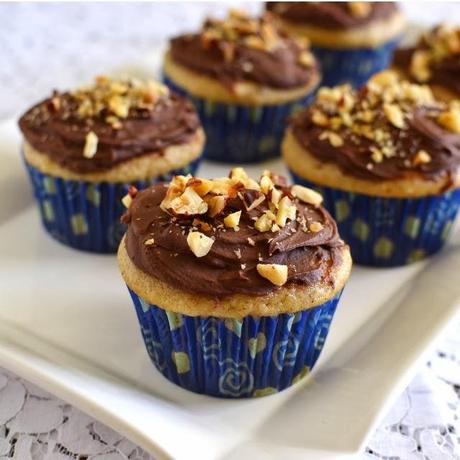 Hazelnut Cupcakes with Hazelnut-Chocolate Frosting (Eggless Recipe)