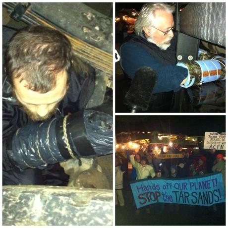 These blockaders locked themselves to a 900,000 lbs piece of mobile machinery. Now they need your support!