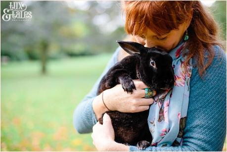 Engagement shoot with black bunny in York