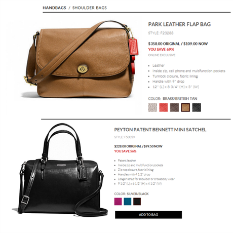 coach factory handbags http://www.coachfactory.com ; PEYTON PATENT BENNETT MINI SATCHEL and the PARK LEATHER FLAP BAG