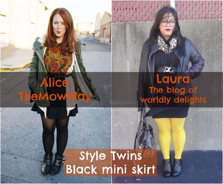 TheMowWay.com  - Twin Style: Black mini skirt