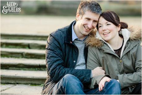 Engagement Photography at Elvaston Castle sitting on steps