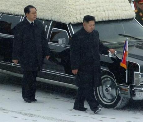 Jang Song Taek (L) with Kim Jong Un accompanying the hearse of late DPRK leader Kim Jong Il in December 2011 (NK Leadership Watch archive photo).