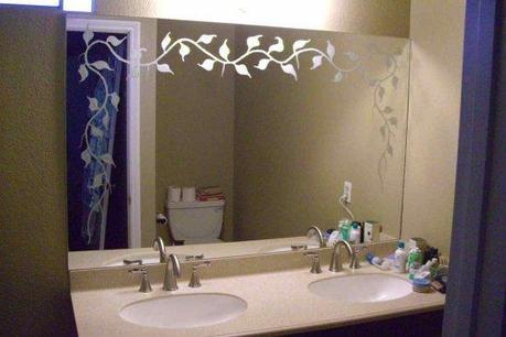 How to Etch Your Glass Bathroom Mirror Etched Vines Bathroom Mirror.