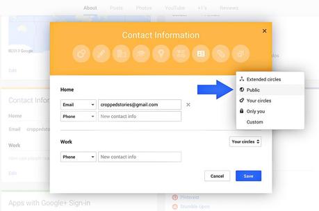 Locate an email for a noreply-comment with G+ via Cropped Stories